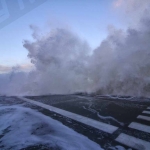 Photo de la Plage du sillon pendant les tempêtes Pétra-dirk-Qumaira et les grandes marées Février 2014